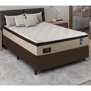Cama Box Conjugado Solteiro com Colchão (88x66x188) Titan Firm Gazin CR35316 Areia/Marrom