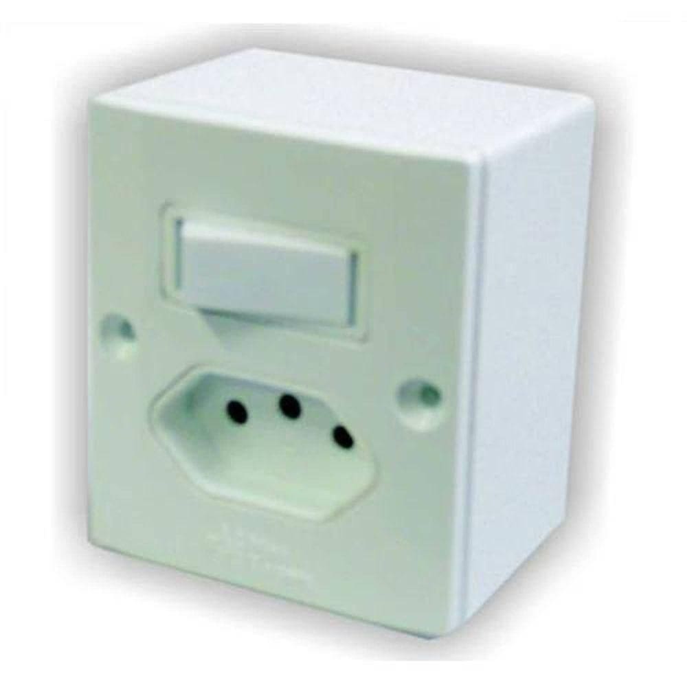 Interruptor Simples + Tomada 10a Sistema X - Mectronic - Conjunto 8984