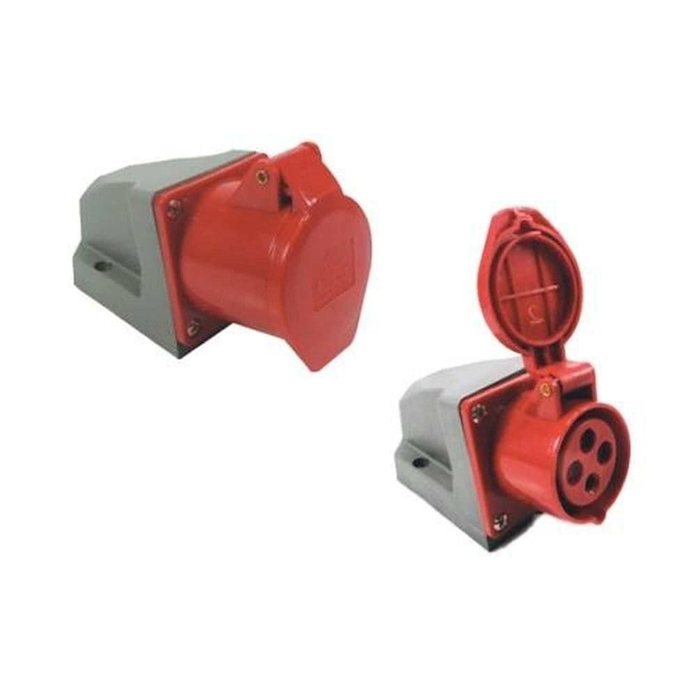 Tomada Industrial Sobrepor 32a 3p+t 380v/440v Soprano Ip44 Nylon 6.6 Latão -20°c 120°c Nbr Iec 60309