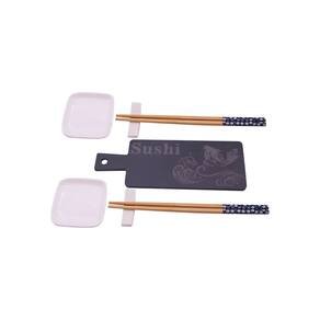 Kit Comida Japonesa Preto e Branco 7 Peças MM5010 BTC