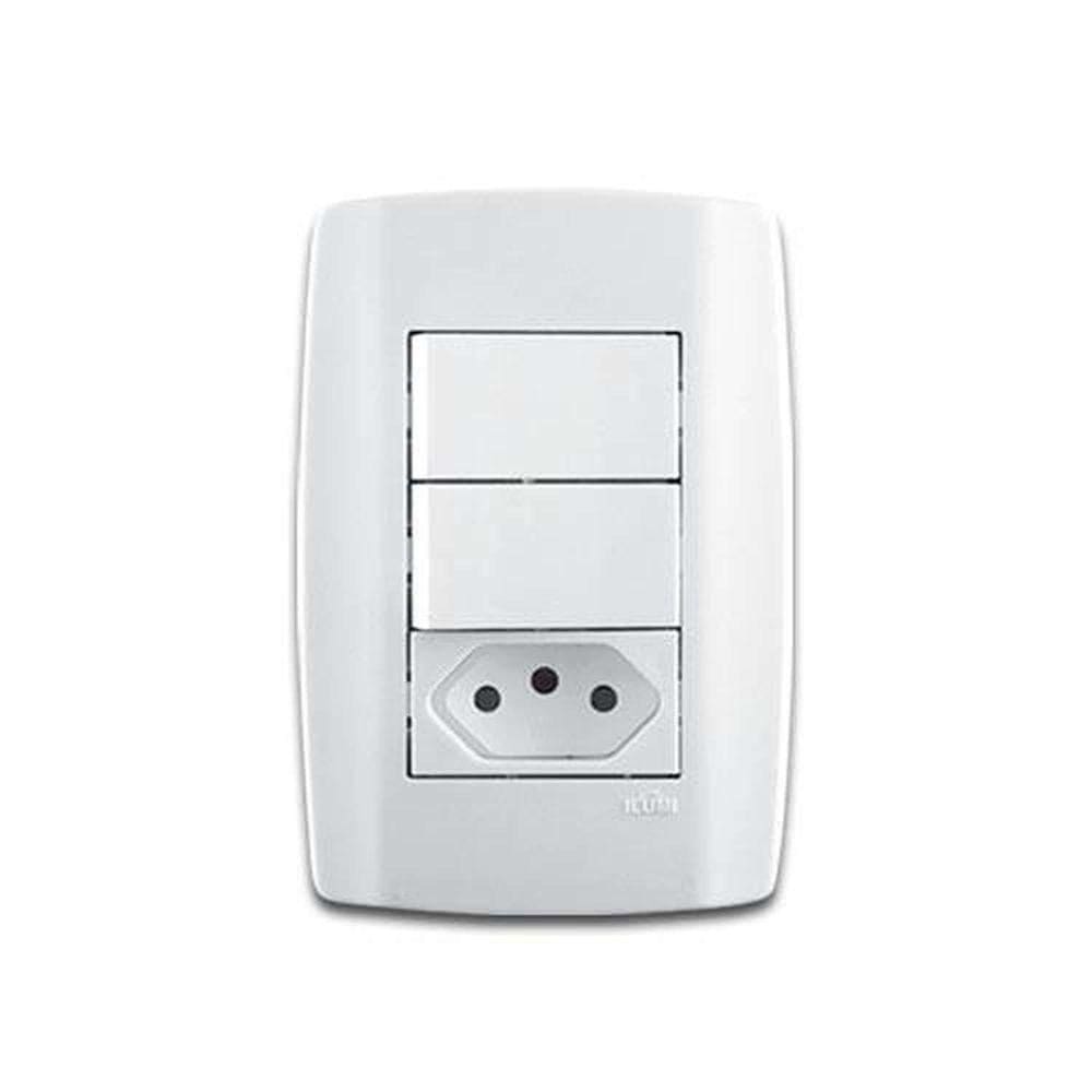 Interruptor Simples + Tomada 20a Linha Slim Ilumi - Conjunto 2 - 250v