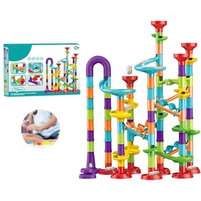 Brinquedo Blocos Montar Pista Grande Tubo C/ Bolinhas 113 Pc