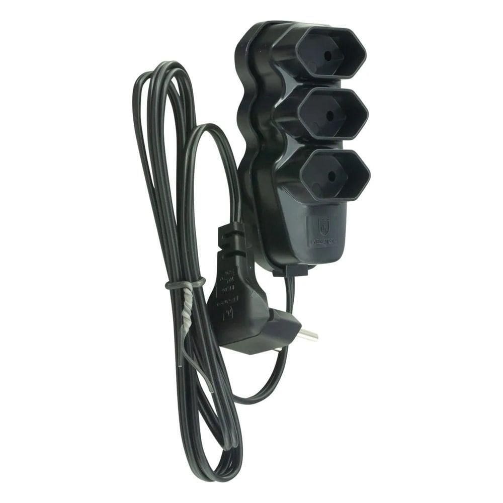 Extensao Com Plugue 2p 90º 3x0,75 1,5m Preta