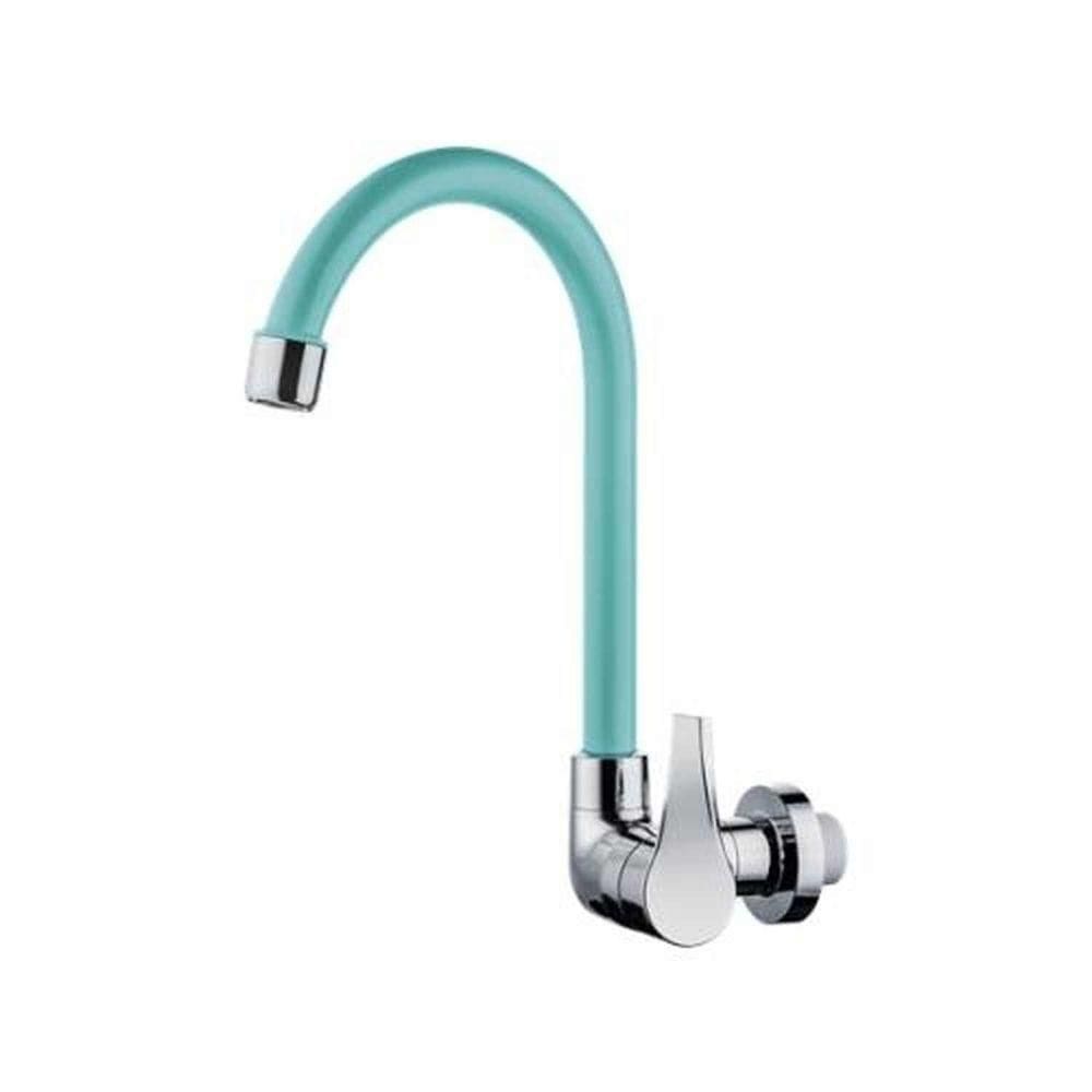 Torneira Parede Bica Móvel Azul Turquesa - Abs - Pastilha Cerâmica - Cromado