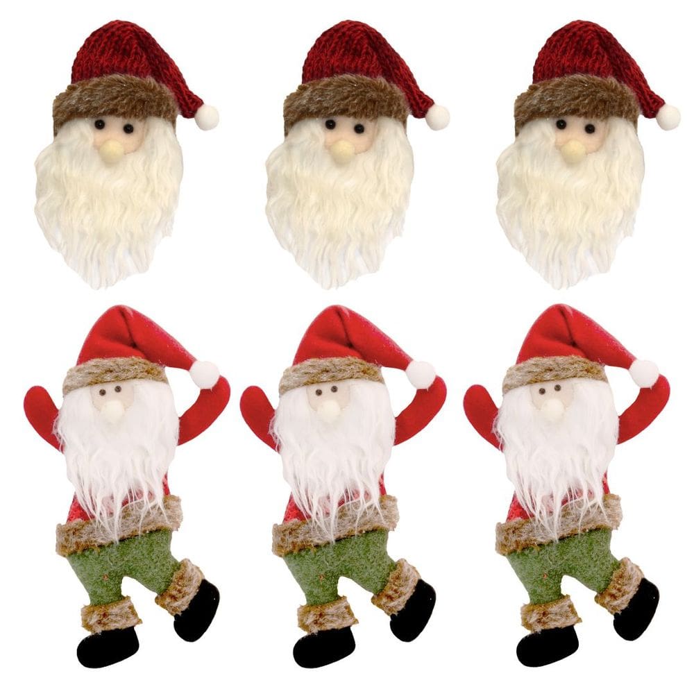 Kit 6 Pelúcias Pendentes Papai Noel Scotch e Carinha Natal Vermelho e Verde 22cm - Magizi