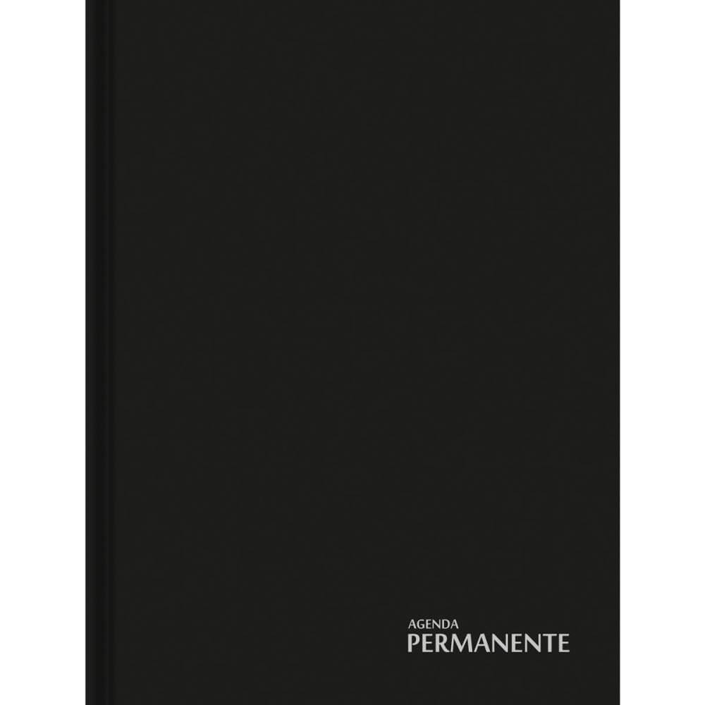 Agenda Permanente Preta Costurada 192 Folhas Pacote Com 04