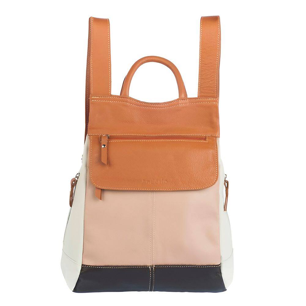 Mochila Feminina Malu em Couro autêntico Tons Terrosos 5Lt