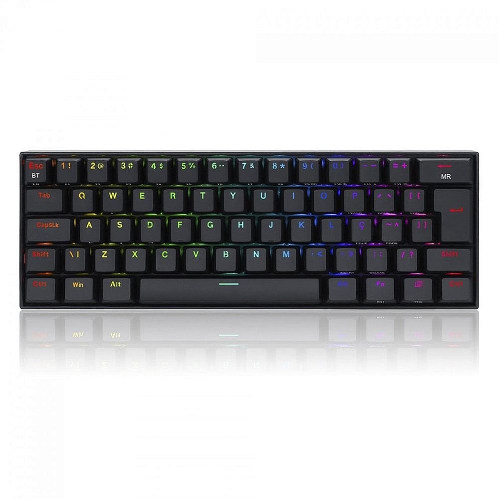 Teclado Mecânico Gamer Redragon Draconic Pro, RGB, Switch Blue, ABNT2, 60%, Preto