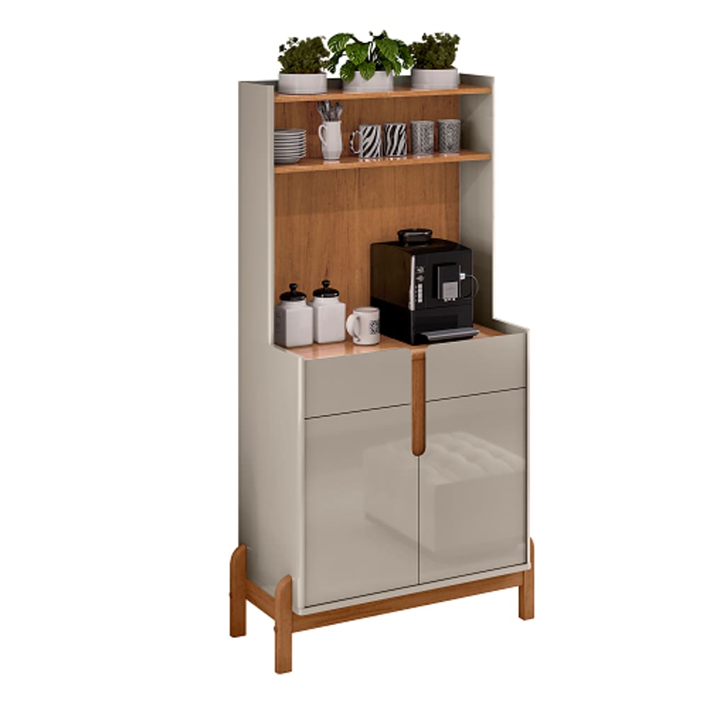 Aparador Cantinho Café Lizz Off White/Cedro - Casa D Móveis