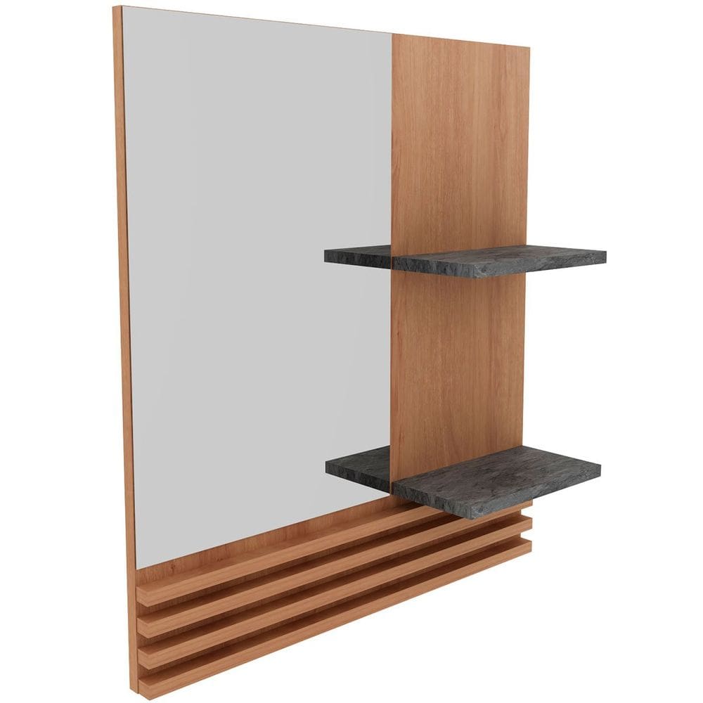 Espelheira para Banheiro 60 cm 2 Prateleiras Sâmia