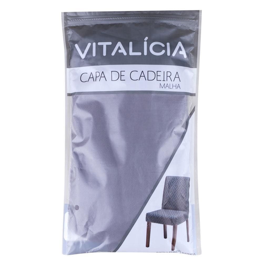 Capa para Cadeira Malha Lisa Vitalícia Bella Janela Cinza Escura