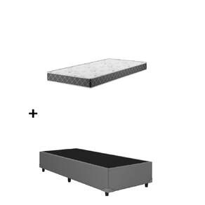 Cama Base Solteiro Cinza Colchão D20 88x188x12