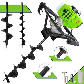Trado Motorizado À Gasolina 2T Menegotti MPS52 52cc 1,8HP 9.000rpm Perfurador de Solo Completo Com 3 Brocas 80x10cm, 80x15cm e 80x20cm