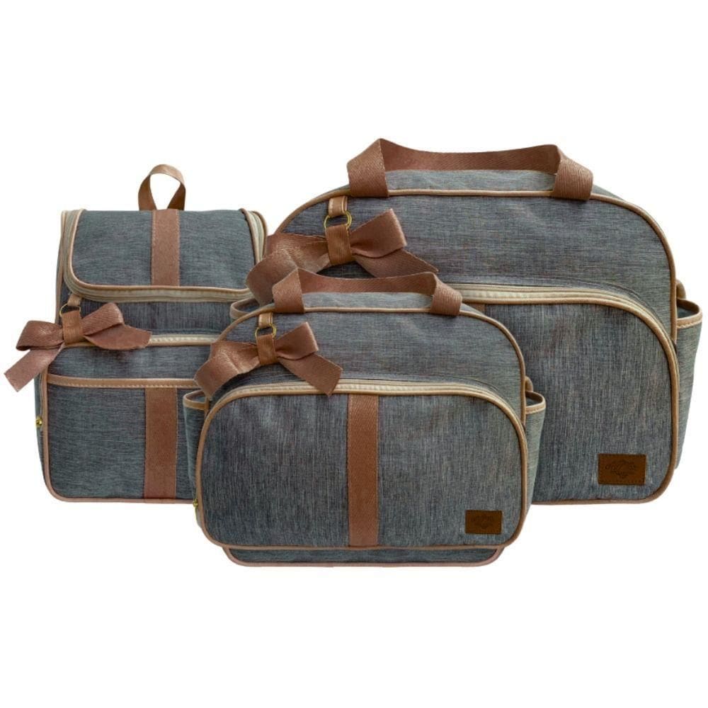 Kit Bolsas E Mochila Maternidade Baby Classic Exclusive Cinza E Marrom