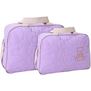 Kit Bolsas Maternidade Ursinho Bordado Baby Lilás