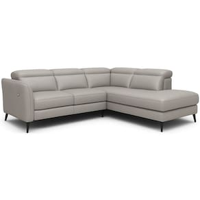 Sofá de Canto Z385 com Chaise e Braço Lado Direito Cinza - Natuzzi
