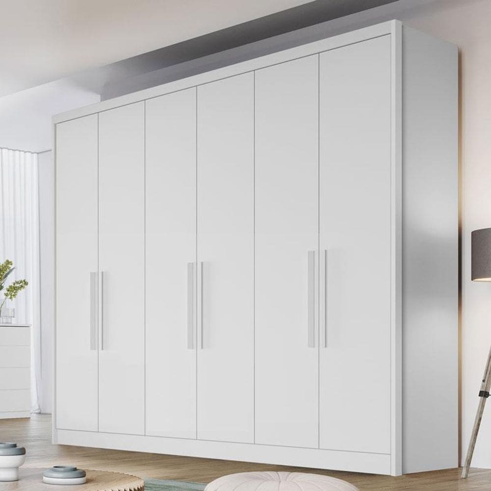 Guarda Roupa Casal Ambiente New Messina 6 Portas 4 Gavetas Neve - Novo Horizonte