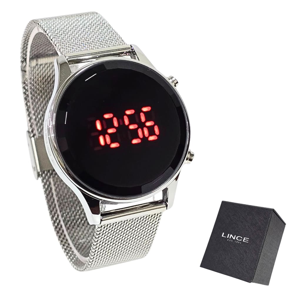 Relógio Lince Feminino Digital Led Prateado Casual LDM4647L PXSX