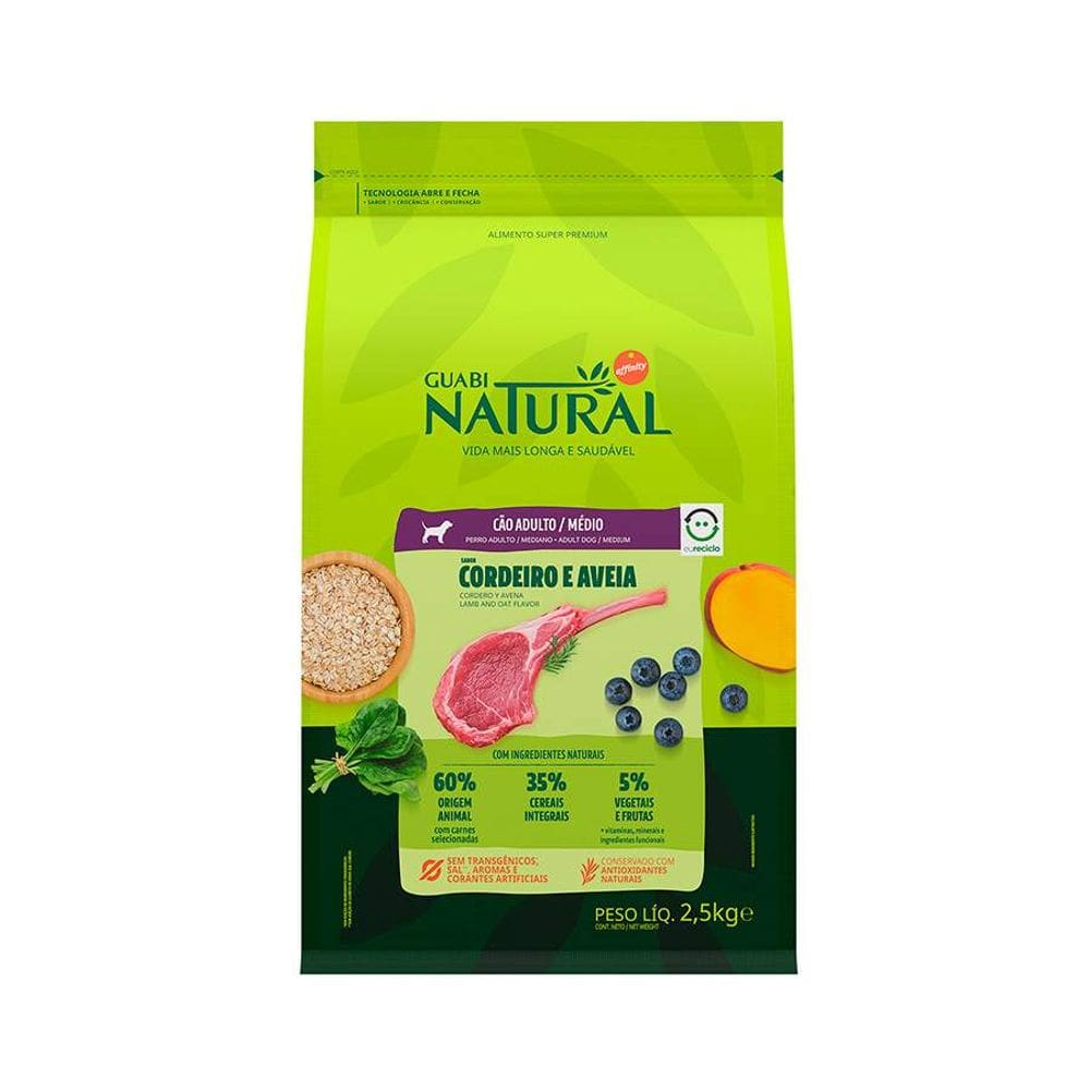 Guabi Natural Caes Ad. Medio Cordeiro/Aveia 2,5kg