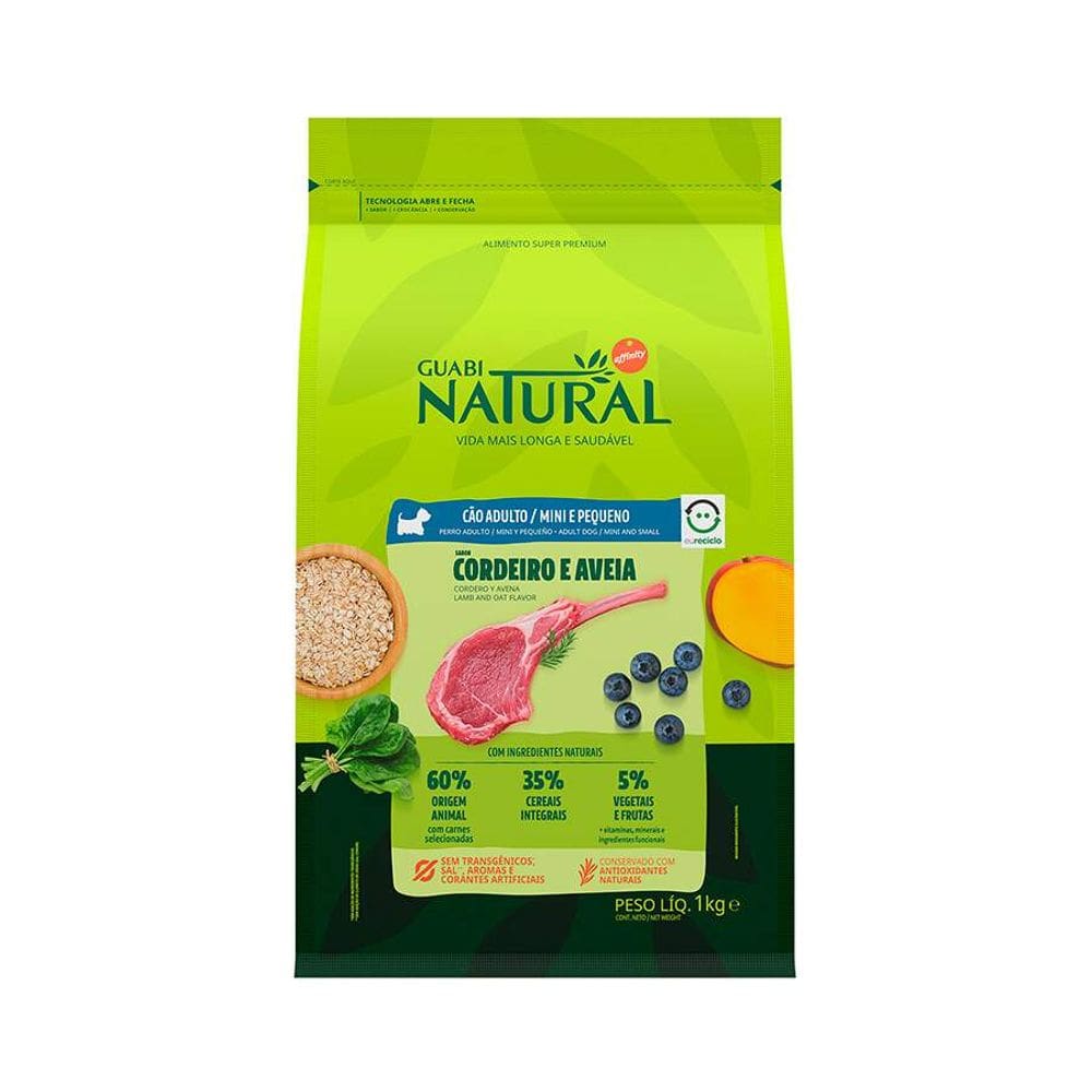 Guabi Natural Caes Ad. Mini Cordeiro/Aveia 1Kg