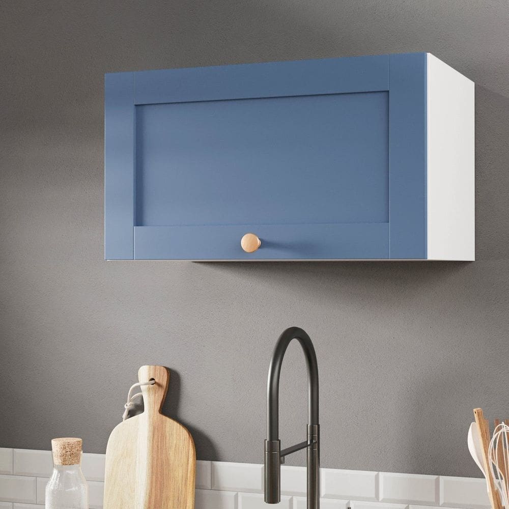Armário Aéreo 1 Porta Basculante 60cm Arizona Cabecasa Madeiramadeira Branco/Azul