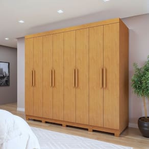 Guarda-roupa 8 Portas 4 Gavetas com Pé Andara Soft Amêndoa Clean