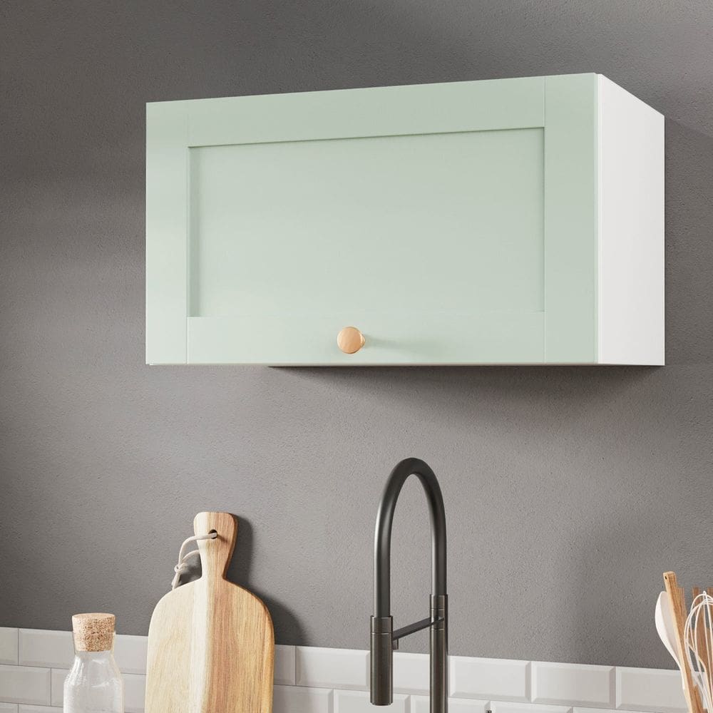 Armário Aéreo 1 Porta Basculante 60cm Arizona Cabecasa Madeiramadeira Branco/Menta