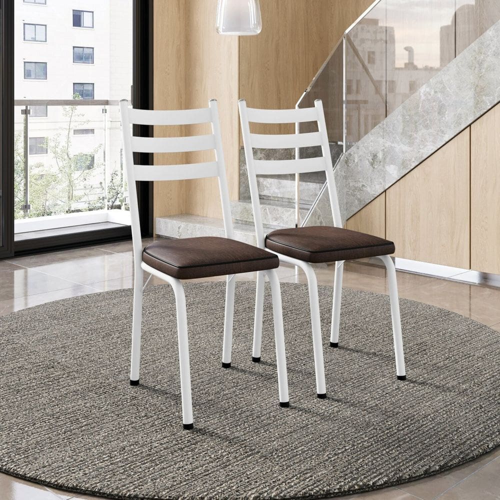 Conjunto com 2 Cadeiras para Cozinha Europa Branco/ Imbuia
