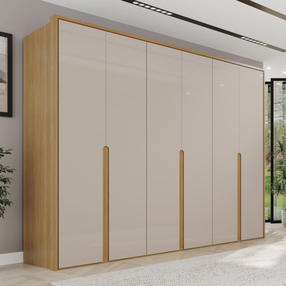 Guarda-roupa Casal 6 Portas 6 Gavetas Lizz Hannover/Off White