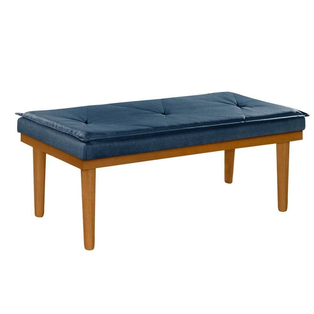 Banco Recamier Madri Pilow Linho Preto 1,00mts Lar & Estilo Azul