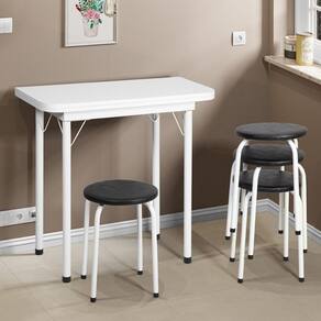 Conjunto Mesa de Jantar Dobrável 65,5cm com 4 Banquetas Multimóveis CR50141