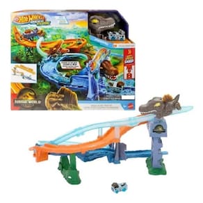Hot Wheels Racerverse Jurassic World Pista Colisão – Spinossaurus VS Velociraptor – Mattel