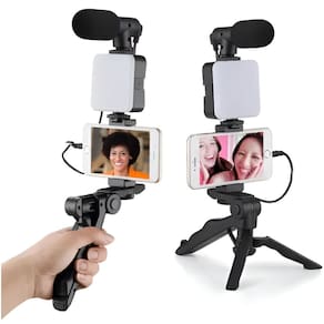 Kit Gravação 5 em1 Controle Bt/tripe/microfone/led/suporte