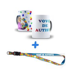 Kit Presente Sou Vovó de Neurodivergente Com Caneca + Chaveiro e Cordão Puzzle