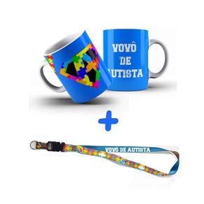 Kit Presente Sou Vovô de Neurodivergente com Caneca + Chaveiro e Cordão Puzzle