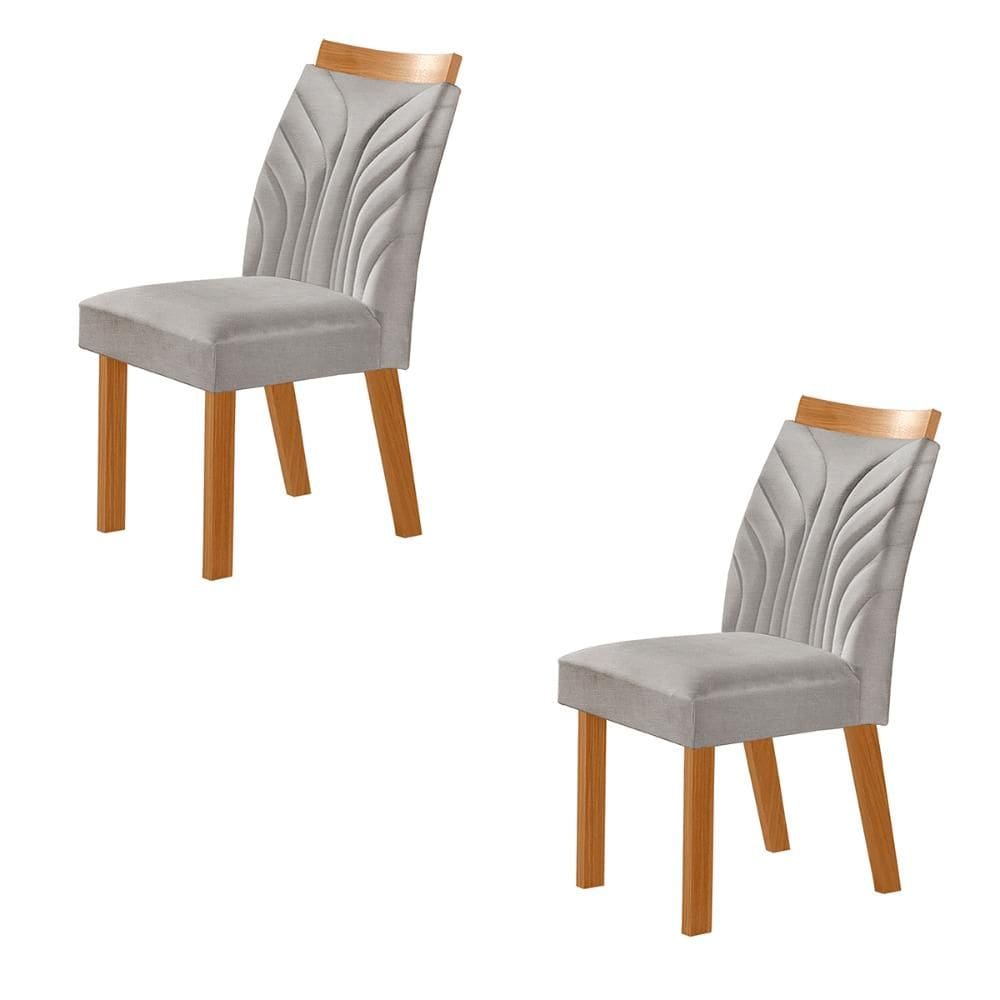 Conjunto de 2 Cadeiras Veneza com Tecido Linho Encosto Alto