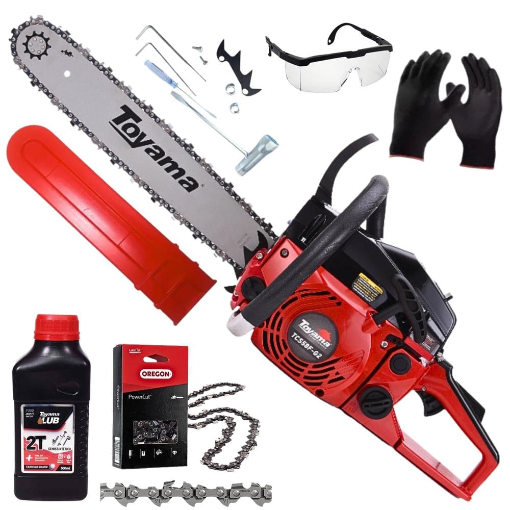 Motosserra Profissional a Gasolina Toyama Tcs58f G2 20SN 54.5cc 2t Robusta P/ Desdobra e Corte de Troncos Grandes