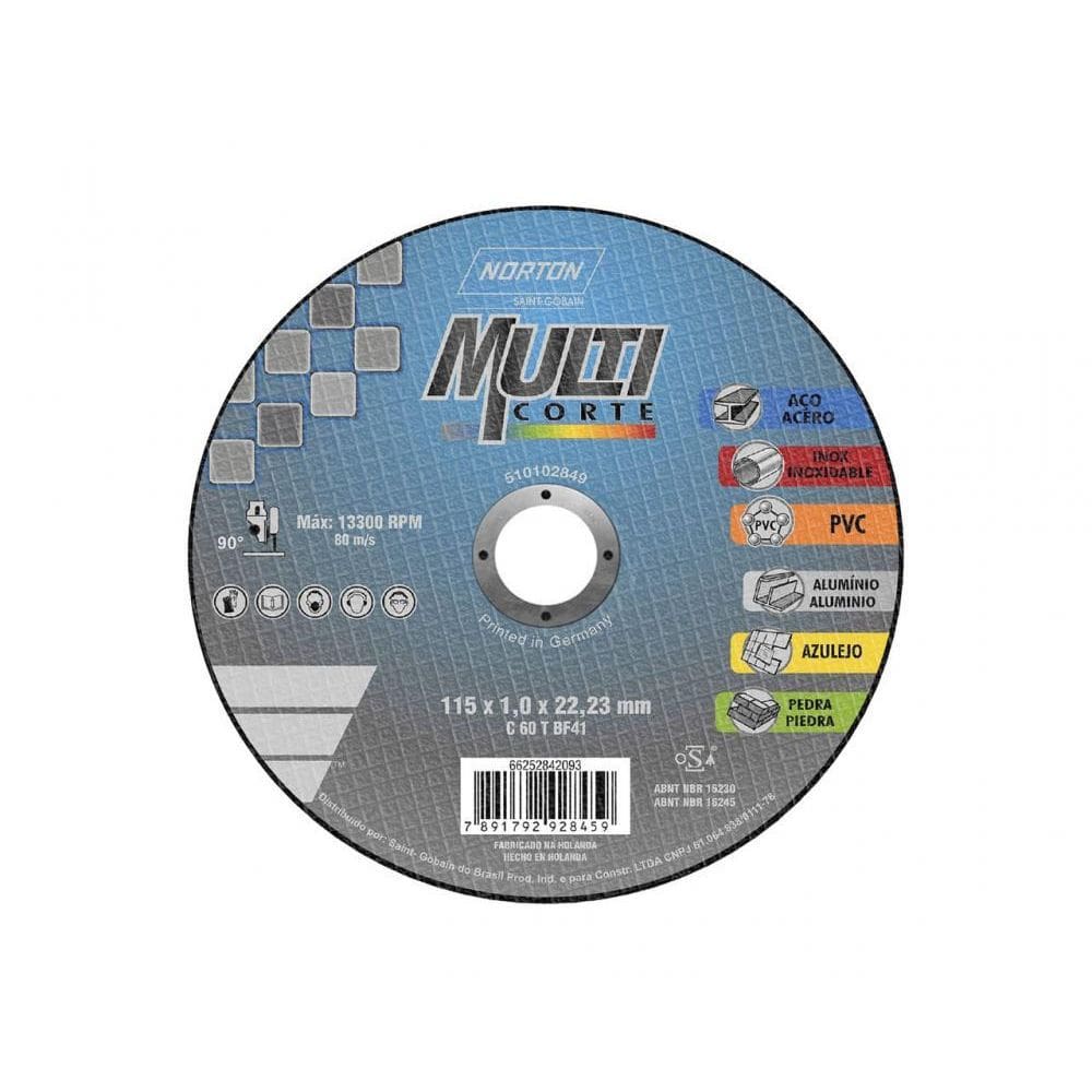 Disco de Corte Multicorte Norton 115X1,0X22,23
