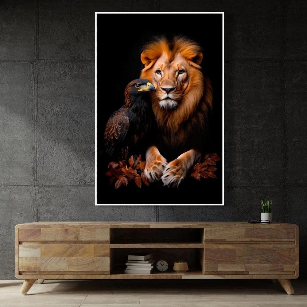 Quadro Leão E Águia - 70X50Cm