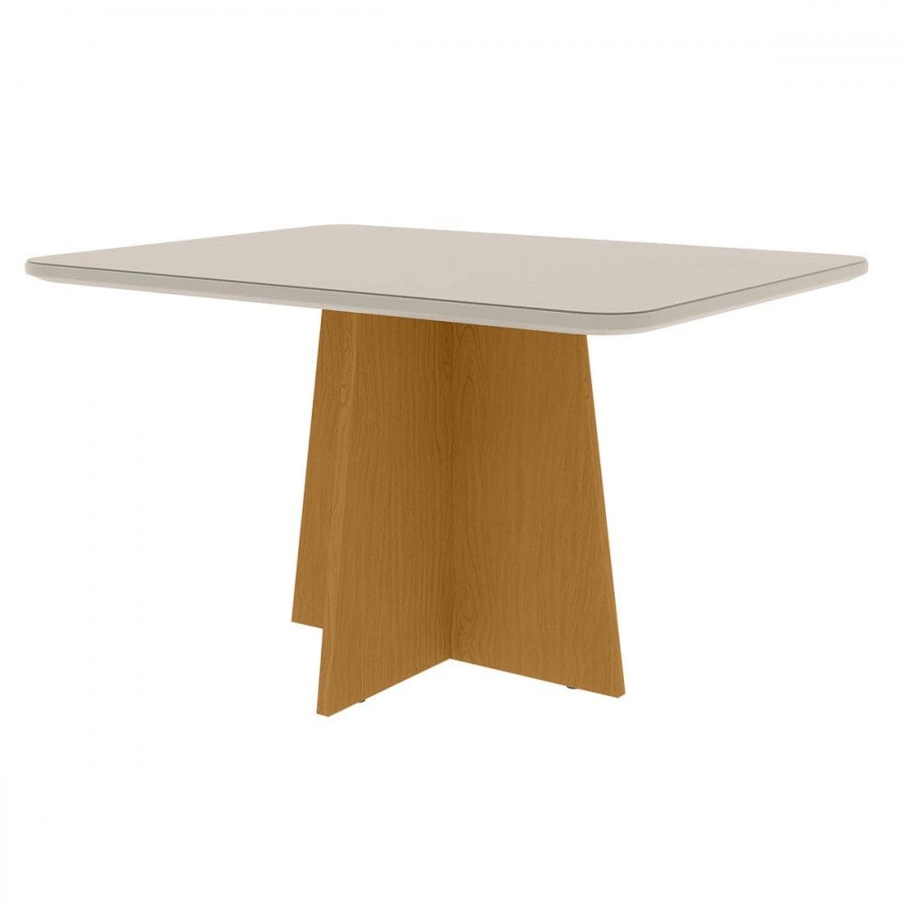 Mesa de Madeira Evora com Vidro Natural/Off White - Art Panta