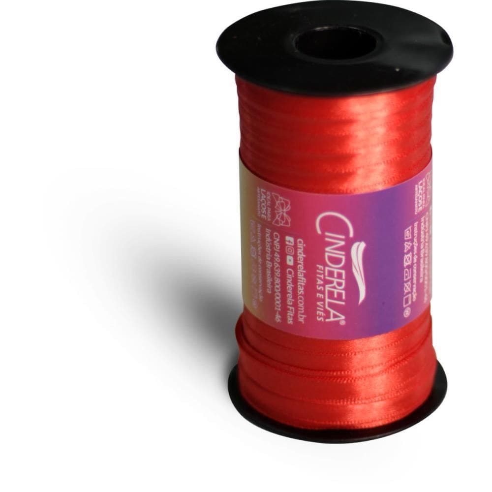 Fita De Cetim 07Mm 100M. Vermelho Paixao