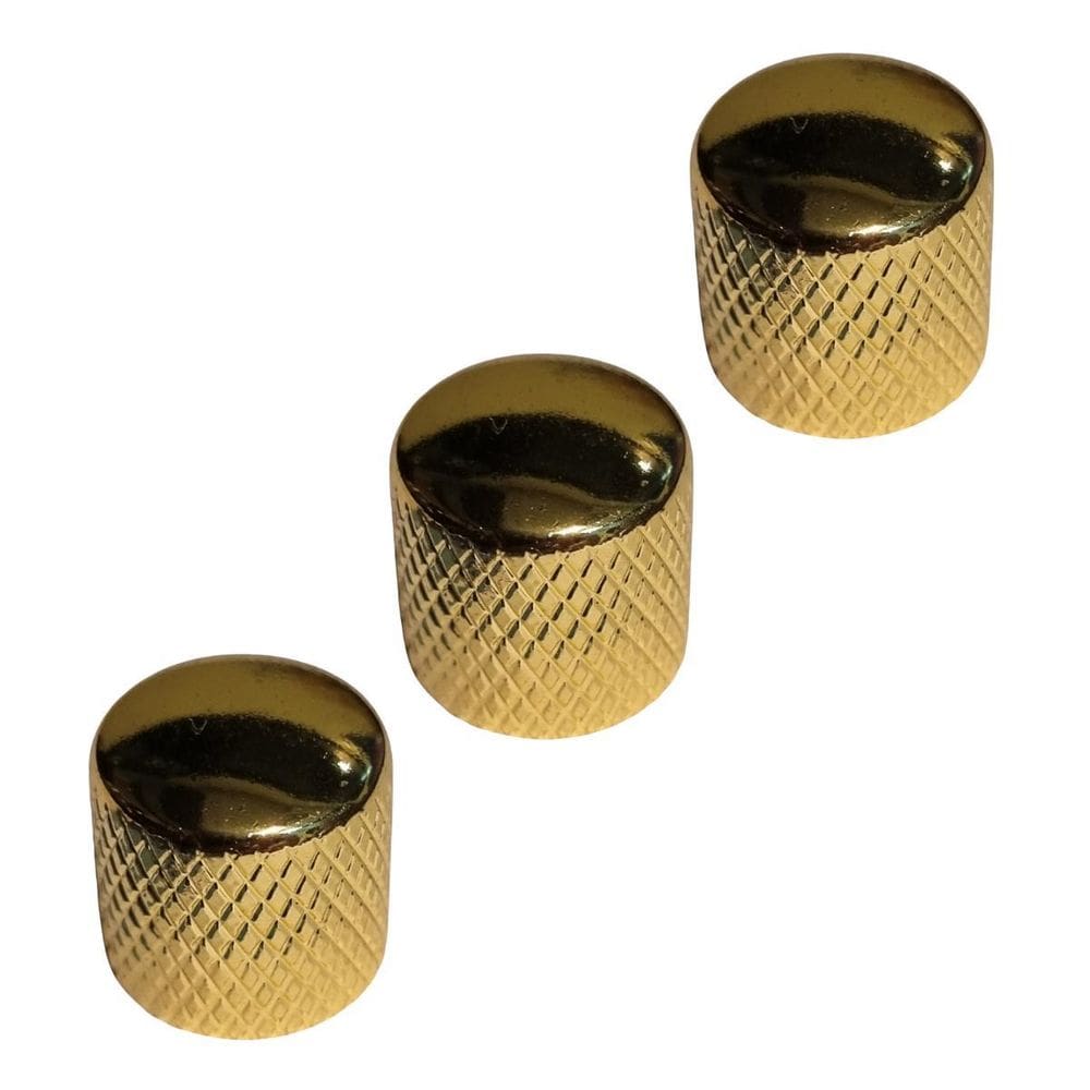 Kit 3 Knob Baixo Guitarra Metal Curvo Sem Parafuso Dourado