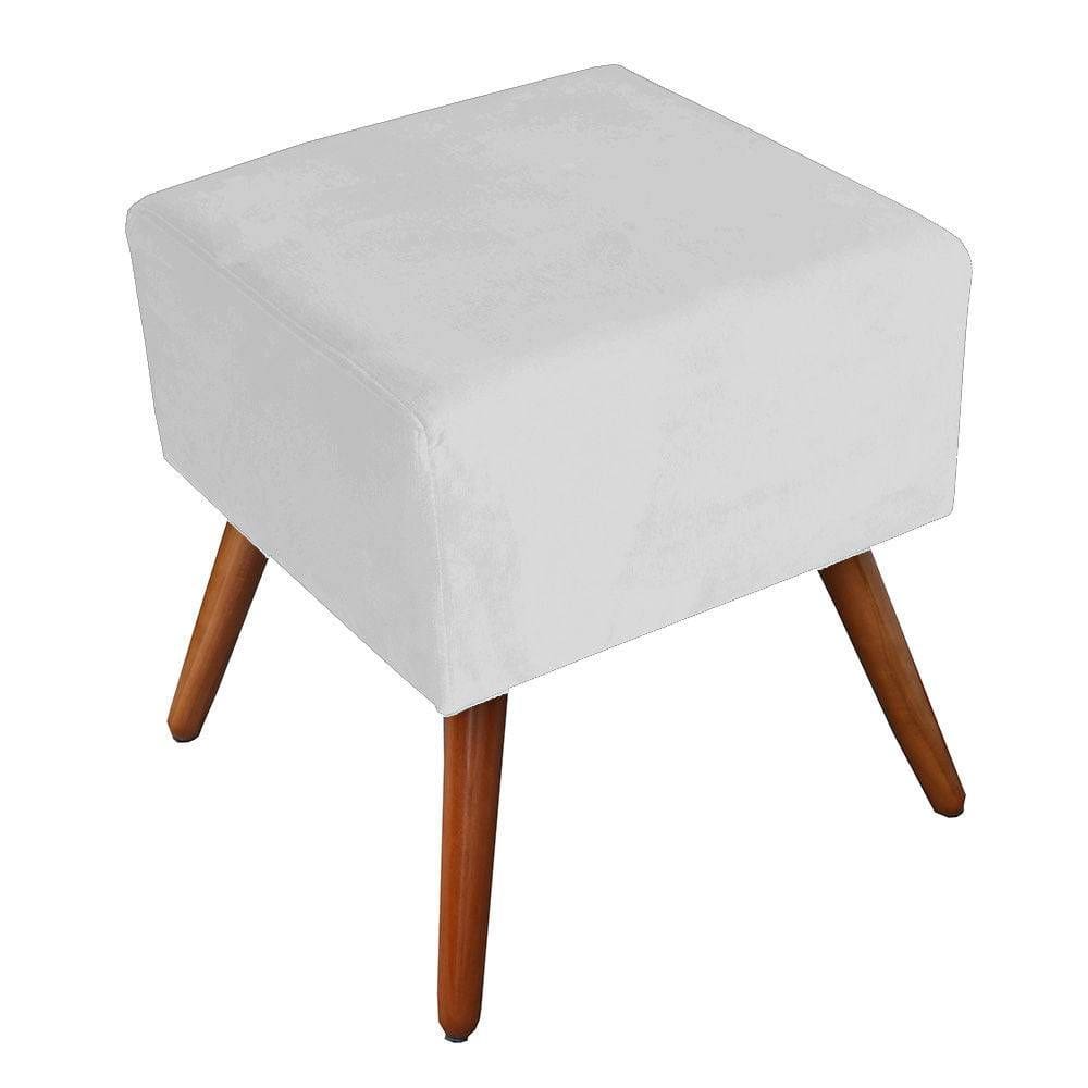 Puff Quadrado Decor Magazine Jéssica Suede Branco