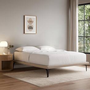 Base Box Cama Japonesa Toquio King Linho Bege