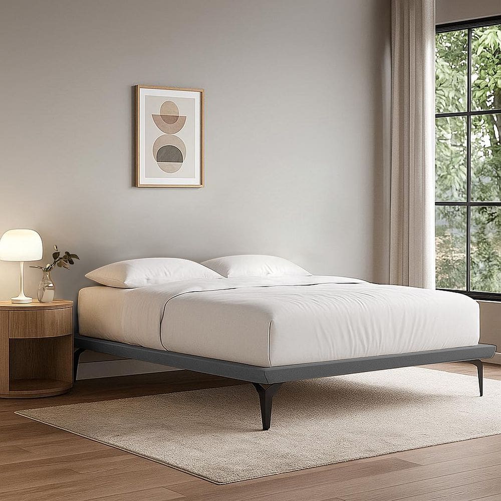 Base Box Cama Japonesa Toquio King Linho Cinza