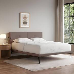 Estrutura para Cama Japonesa Toquio King com Cabeceira Almofada Linho Marrom