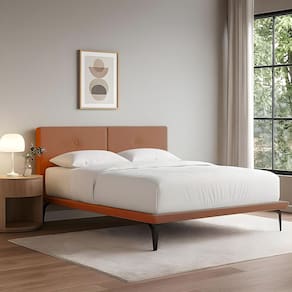 Base Box Cama Japonesa Toquio Casal com Cabeceira Almofada Linho Telha