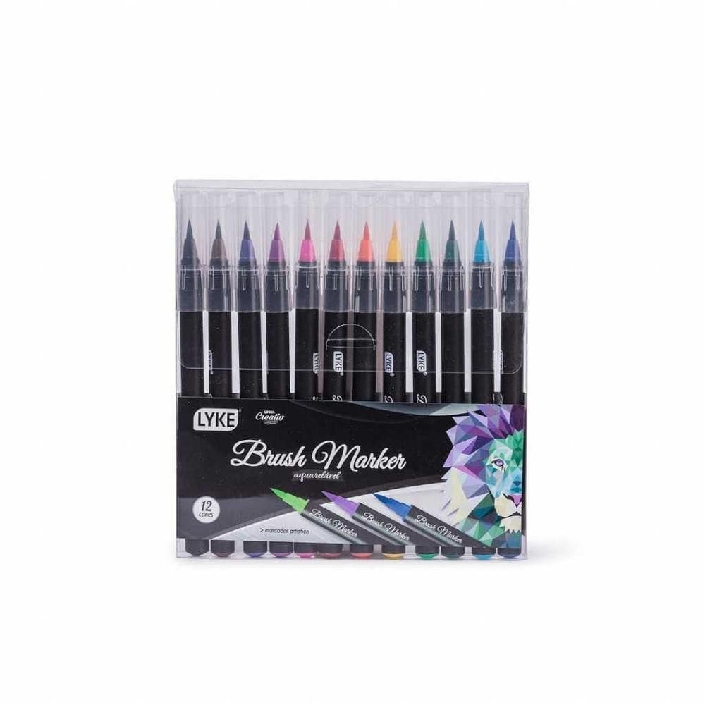 Caneta Brush Aquarelavel 12 Cores Lyke