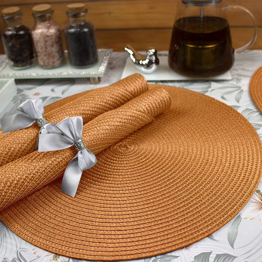 4 Jogo Americano Redondo Mesa Posta Sousplat Luxo Pvc Mlj2