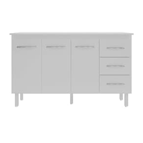 Kit Balcão Gabinete 138cm Carina Branco com Tampo 140cm Branco